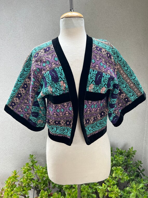 Vintage bohemian bolero jacket Guatemalan woven f… - image 9