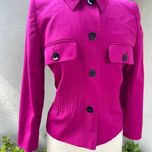 Vintage 80s fuchsia pink wool blazer jacket by Valentino Miss V Sz 38 4 image 1