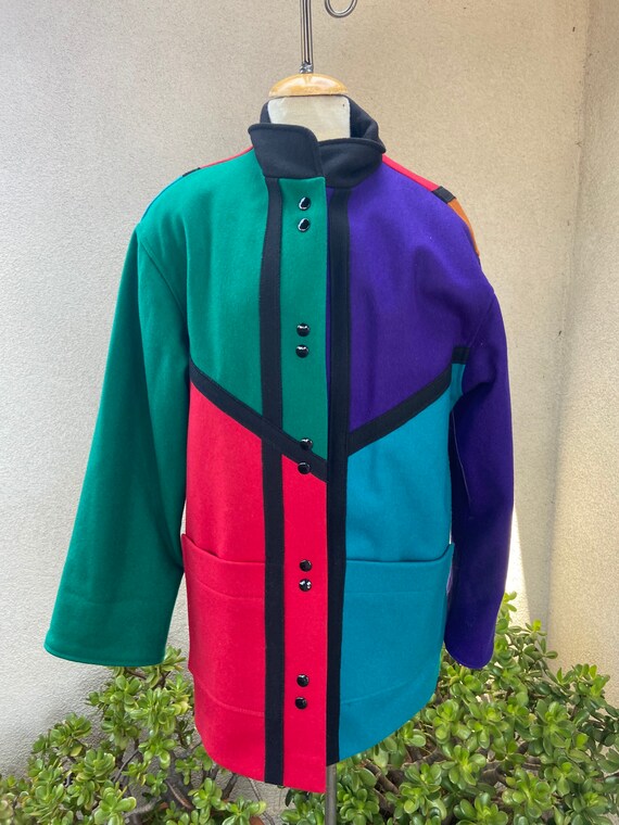 SALE Vintage 80s heavy wool jacket color block sz 