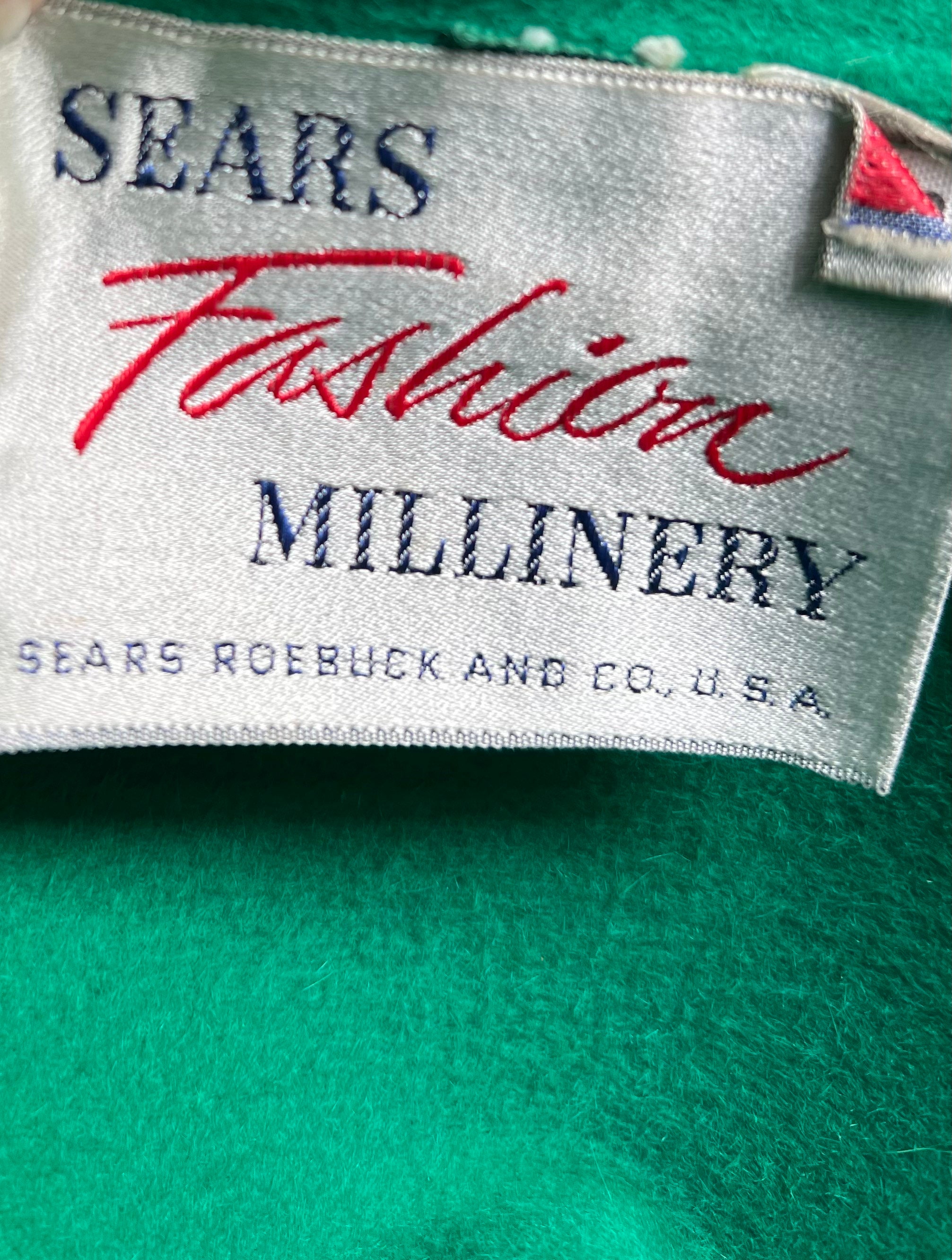 Vintage forest green faux fur felt bucket hat size 21.5” Sears Fashion Millinery Faux Fur Green Vintage Hats for Women for sale | eBay main image 2