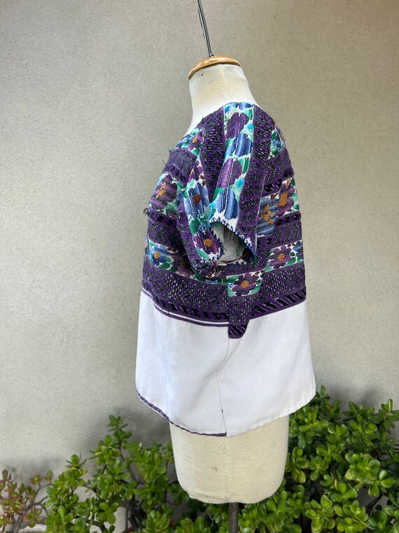 SALE Vintage boho Mexican purples woven huipil st… - image 6