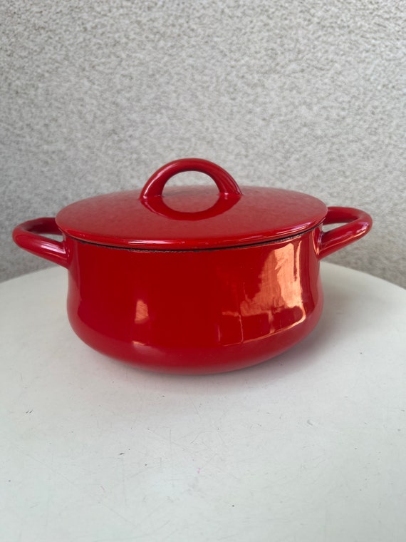 Vintage Dansk International Cookware Red Round Casserole Pot With