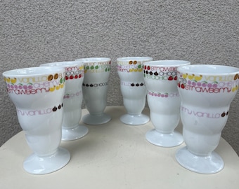 Vintage tall ceramic cups mug Ice Cream theme by Toscany Collection set 6