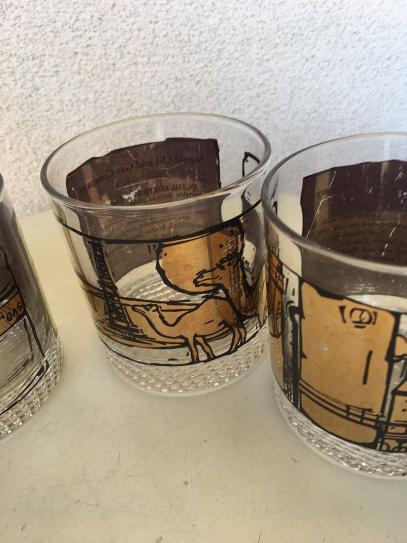Vintage 1970s Barware Tumblers Glasses Signal Oil & Gas Co | Etsy