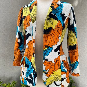 Vintage mod bold floral cotton blazer jacket Sz XS by Chuck Howard Boutique image 8