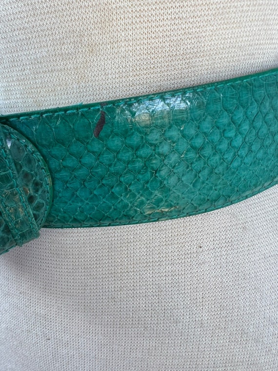 Vintage glam waist belt emerald green snake skin … - image 10