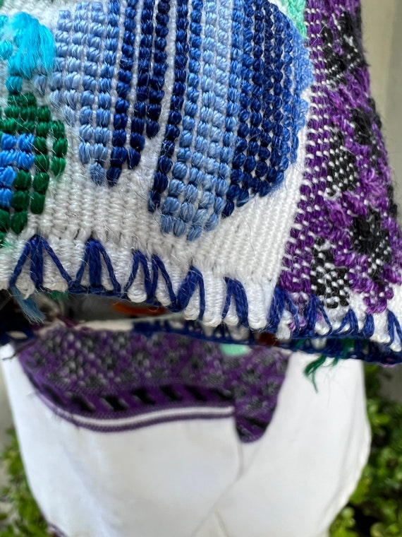 SALE Vintage boho Mexican purples woven huipil st… - image 9