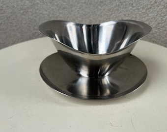 Vintage gravy boat bowl stainless steel by Royal Dolphin 18.8 Japan