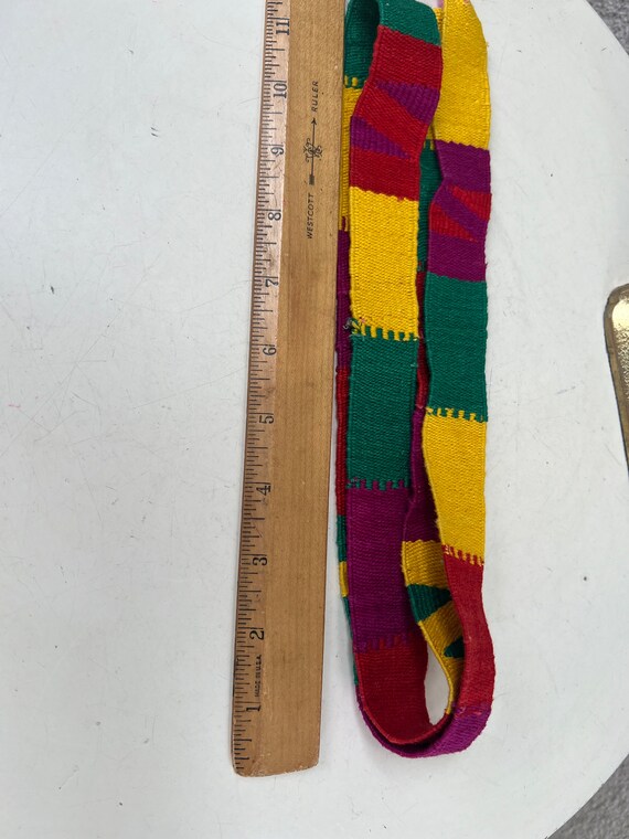 Vintage boho Mexican woven fabric belt sash color… - image 7