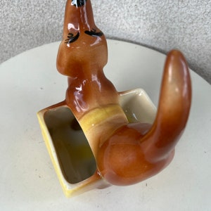 Vintage ceramic pottery wiener dog mens dresser caddy statue dachshund image 7