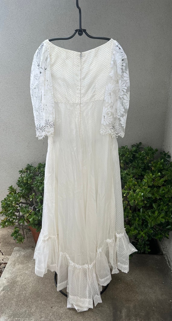 Vintage white Maxi boho chiffon dress beaded with… - image 2