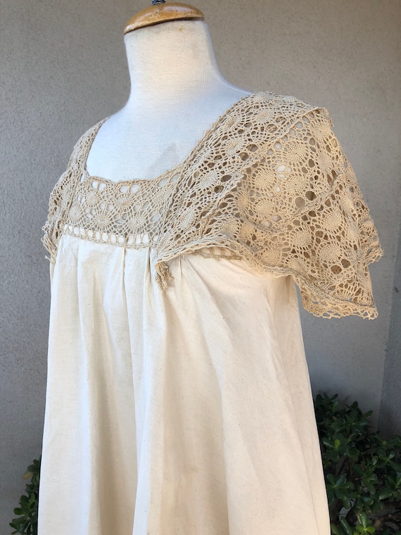 beige mexican dress PRIMAVERA DRESS -MEXICAN EMBROIDERED DRESS -NATURAL W/ BEIGE FLOWERS