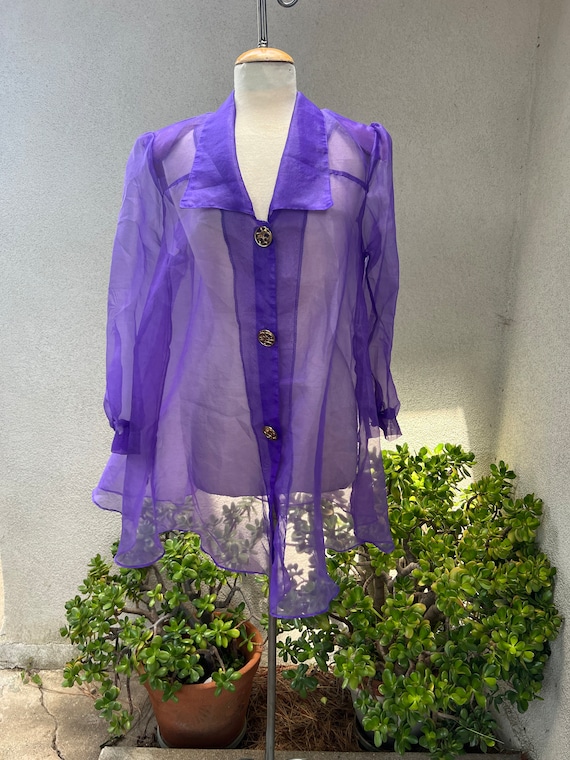 Buy Vintage Sheer Polyester Chiffon Purple Jacket Button Front Sz M L by Nona Fashion Online in India Etsy