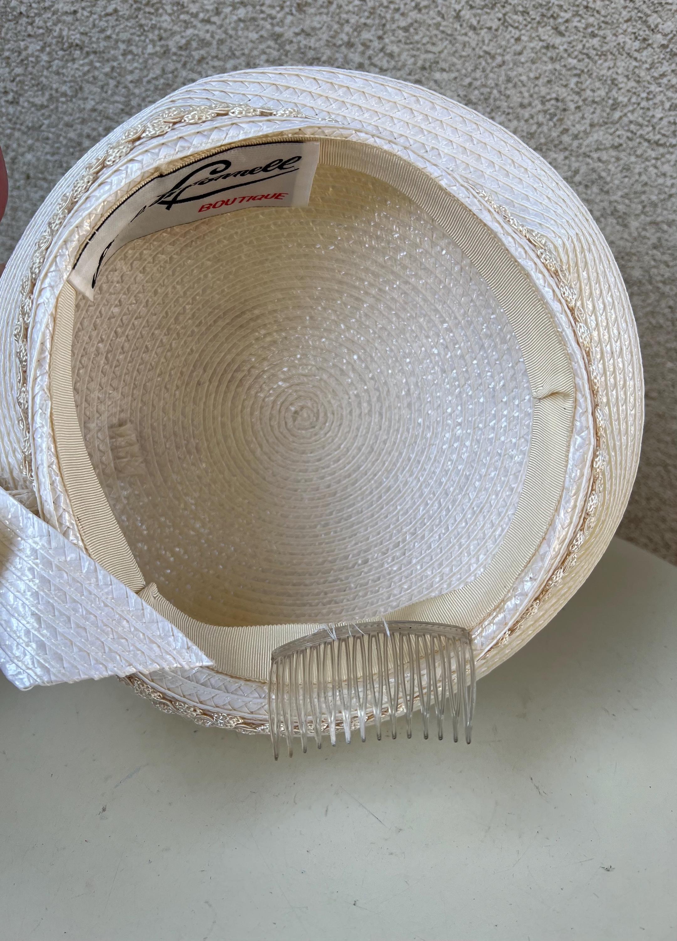 Vintage Jack Mcconnell Boutique Woven Glossy Ivory Straw Hat  display picture 1