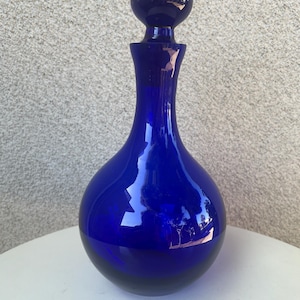 ヴィンテージ ポーランド コバルトブルー ガラス ジーニーボトル