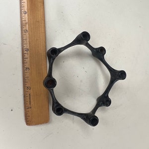 Vintage MCM small candle stand black Cast iron 8 holders image 7