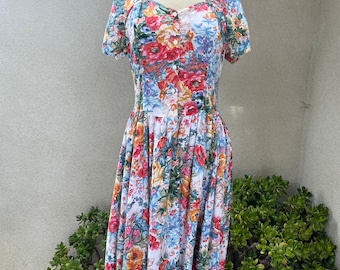 robe bohème vintage fleurie en coton Sz S Phool