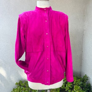 Vintage West Bay Sport Leather jacket fuchsia pink soft lambs suede Sz 6 image 2