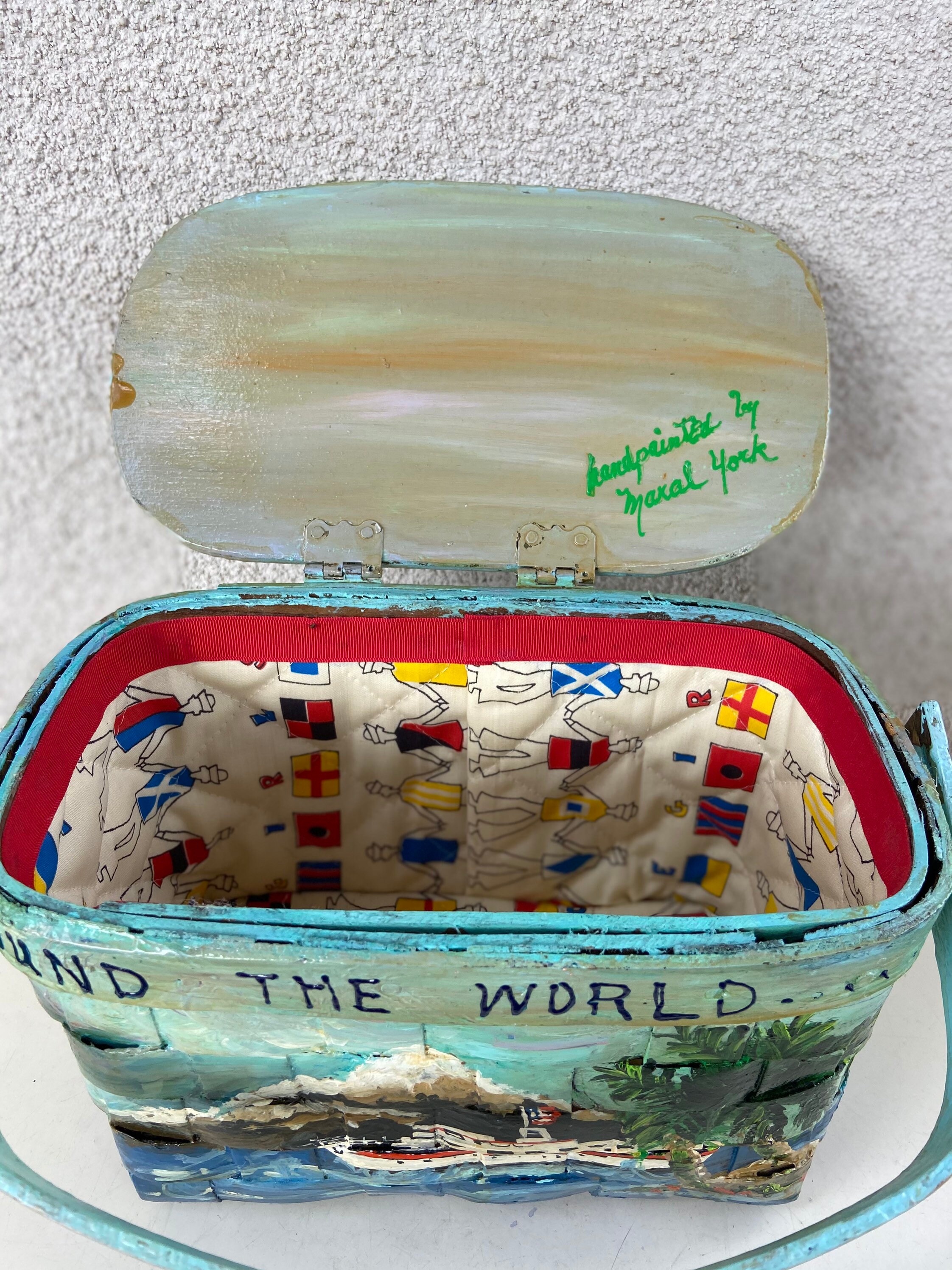 Vintage Wounded Bird box wood basket handbag purse handmade by Etsy