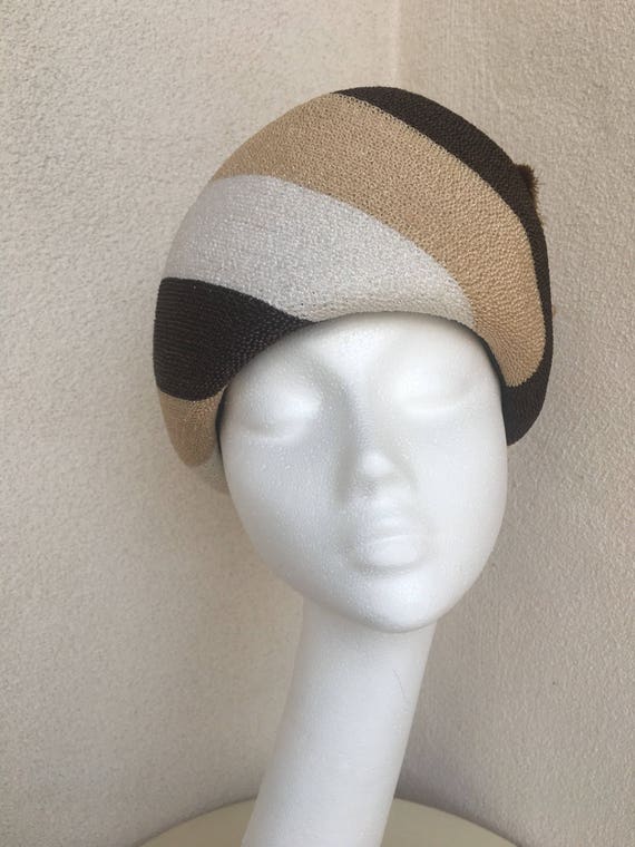 Vintage 1960s huge brim halo style hat browns Ivo… - image 2
