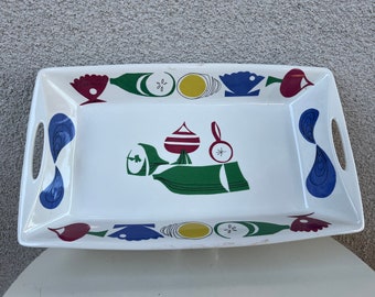 Vintage MCM Ceramic Platter F/F Figgjo Flameware Cookware  made in Norway 16” X 10”