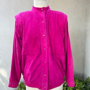 Vintage West Bay Sport Leather jacket fuchsia pink soft lamb’s suede Sz 6