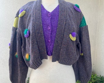 Vintage Avant-Garde Wool Blend Bolero Cardigan - Sz S/M