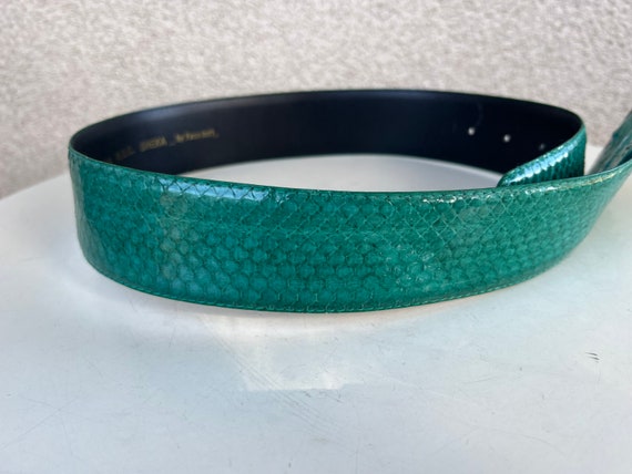 Vintage glam waist belt emerald green snake skin … - image 7