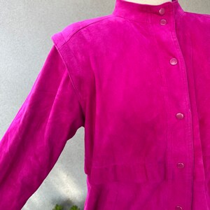 Vintage West Bay Sport Leather jacket fuchsia pink soft lambs suede Sz 6 image 7