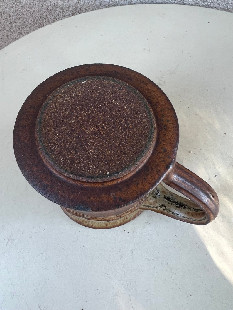 Vintage Studio Art Pottery Stoneware Creamer Small Pitcher Brown Glaze size 3.5 image 7