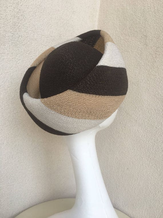 Vintage 1960s huge brim halo style hat browns Ivo… - image 4