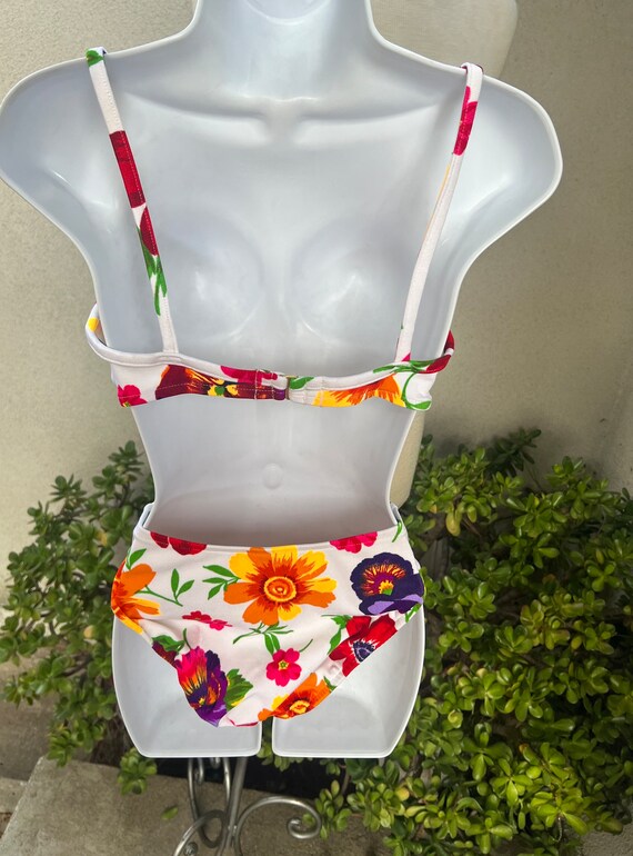 Vintage 90s Bikini Swimwear 2 Piece Floral Sz 6 34D Illusions by