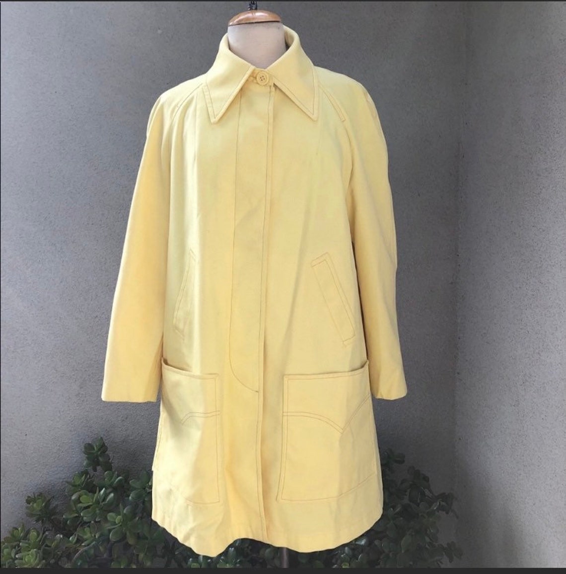 Vintage London Fog Maincoats Yellow Overcoat Jacket Gingham - Etsy