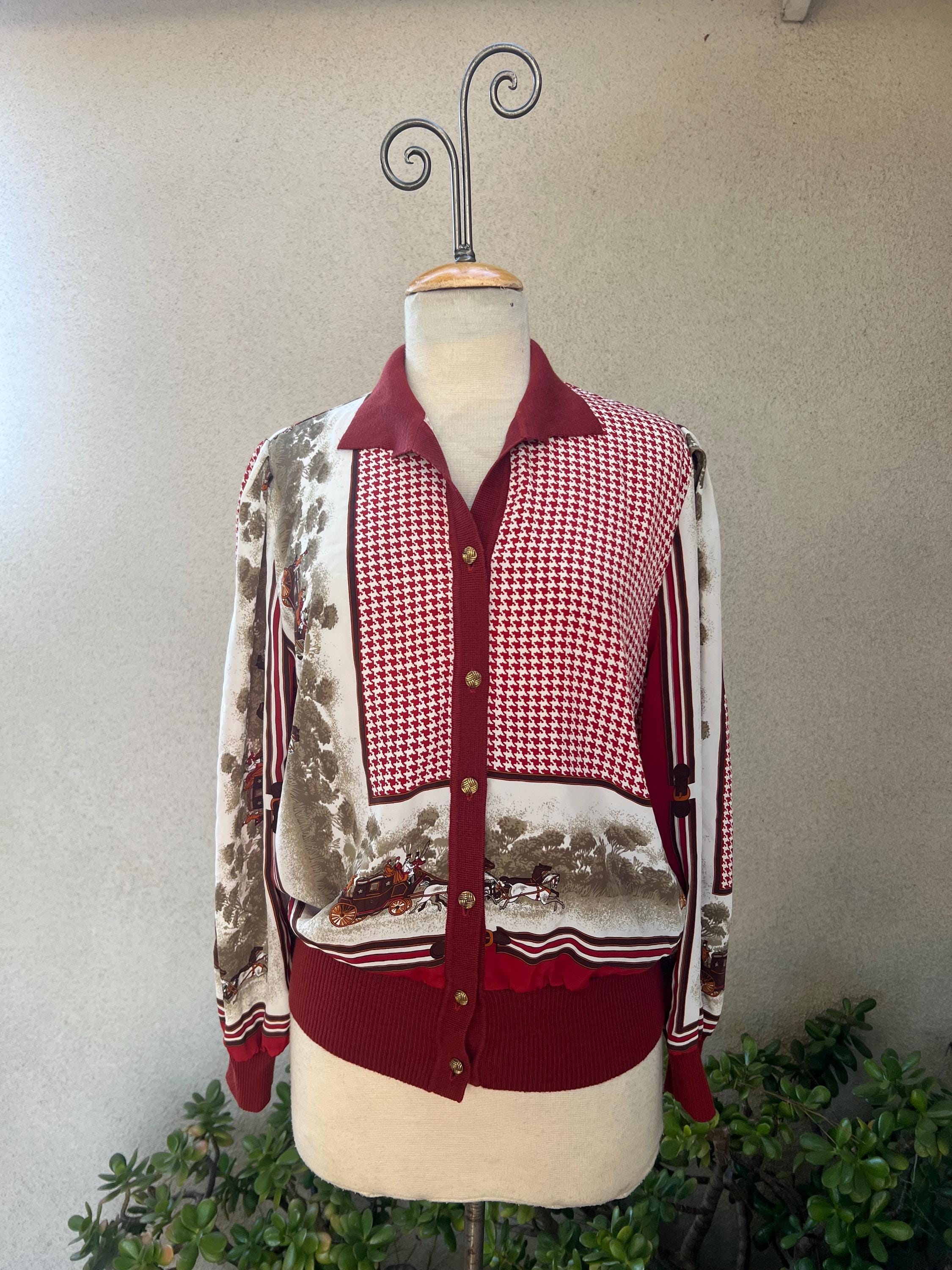 Vintage Kitsch Top Cardigan Old School Print Sz Small by