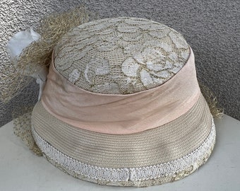 Vintage Whittall & Shon Embellish Wide Brim Netting Floral USA Hat Church Party il_1080xN.5262337269_6cr4.jpg main image 4