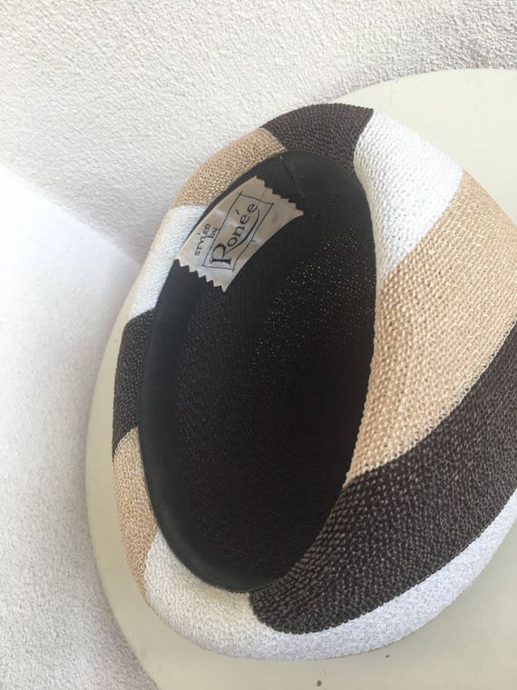 Vintage 1960s huge brim halo style hat browns Ivo… - image 8
