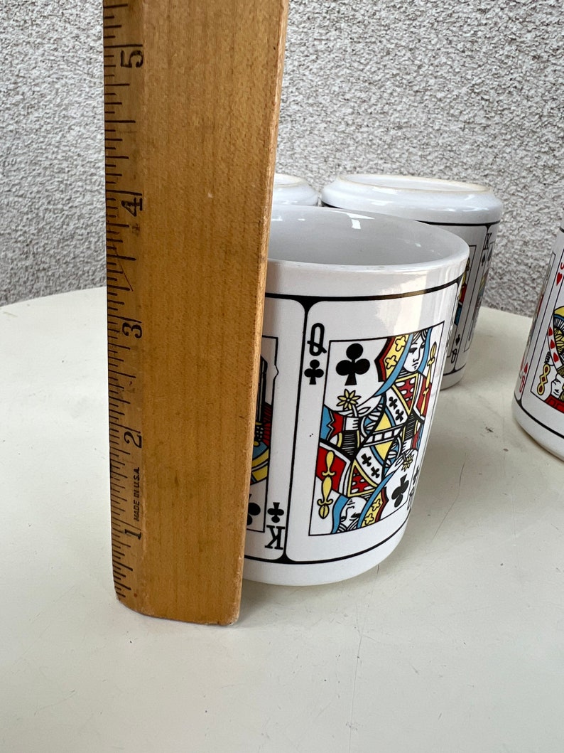 Vintage kitsch ceramic mug set 4 playing cards theme holds 10 oz image 4