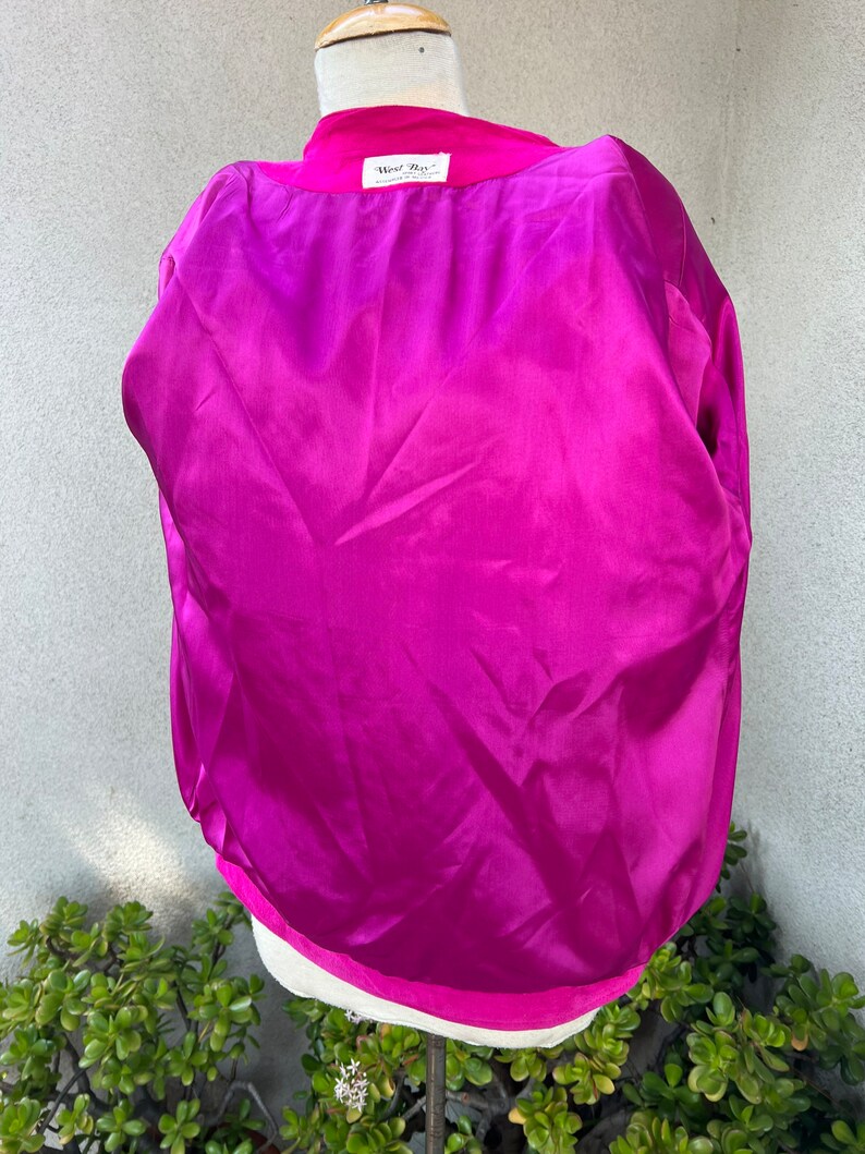 Vintage West Bay Sport Leather jacket fuchsia pink soft lambs suede Sz 6 image 8