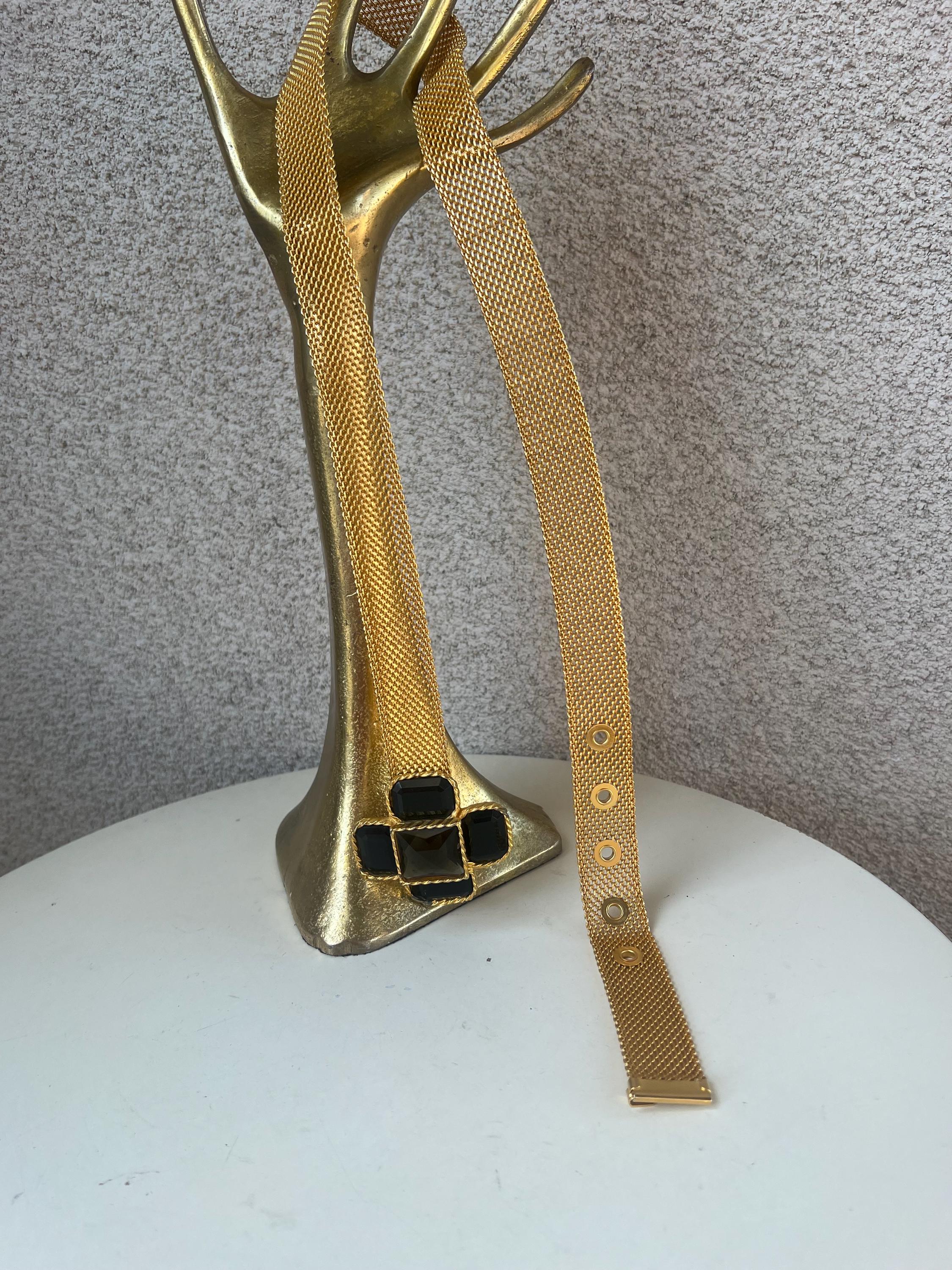 Vintage Glam Belt Golden Mesh With Cross Amber Tone  display picture 2