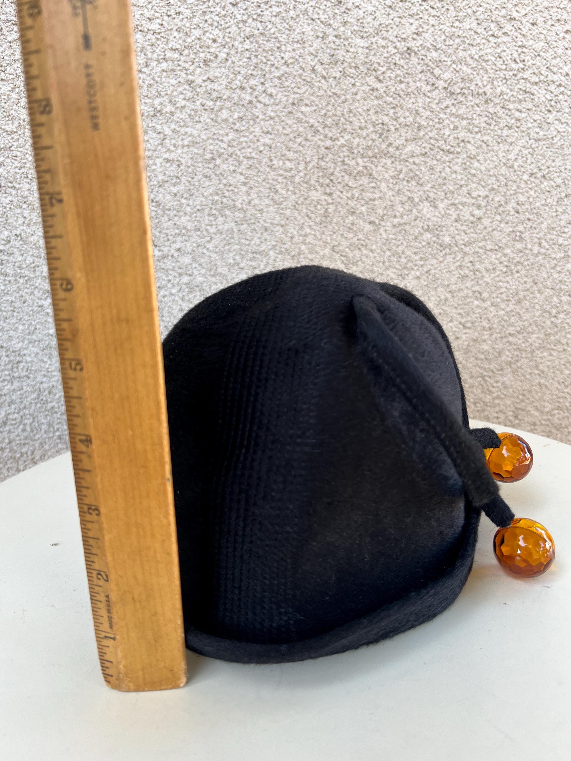 Vintage Adolfo Realites Paris Black Wool Bucket Hat With  display picture 2