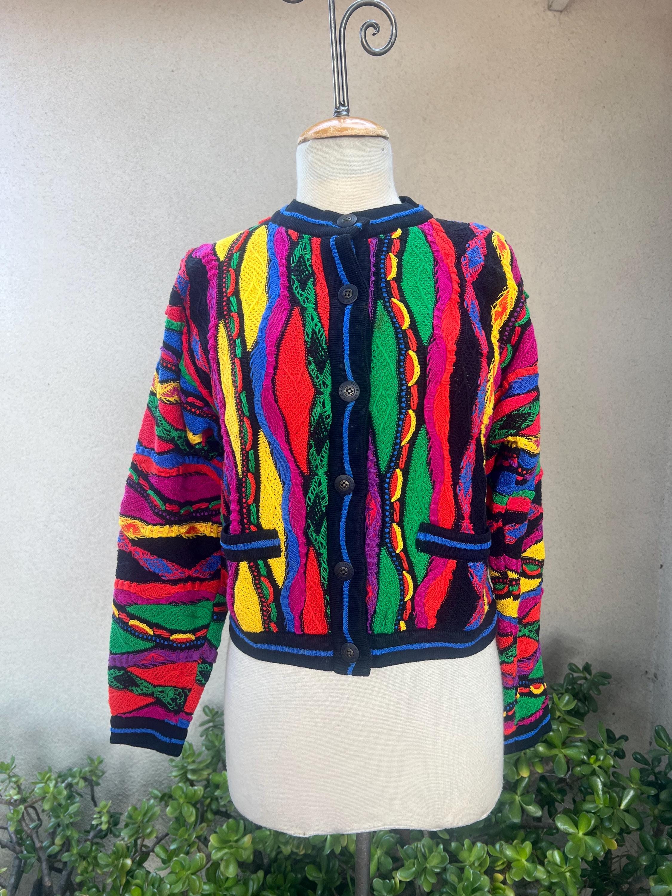 【Vintage】COOGI 3D KNIT CARDIGAN Vintage Coogi 3D Knit Cardigan Sweater Multicolor Mercerized