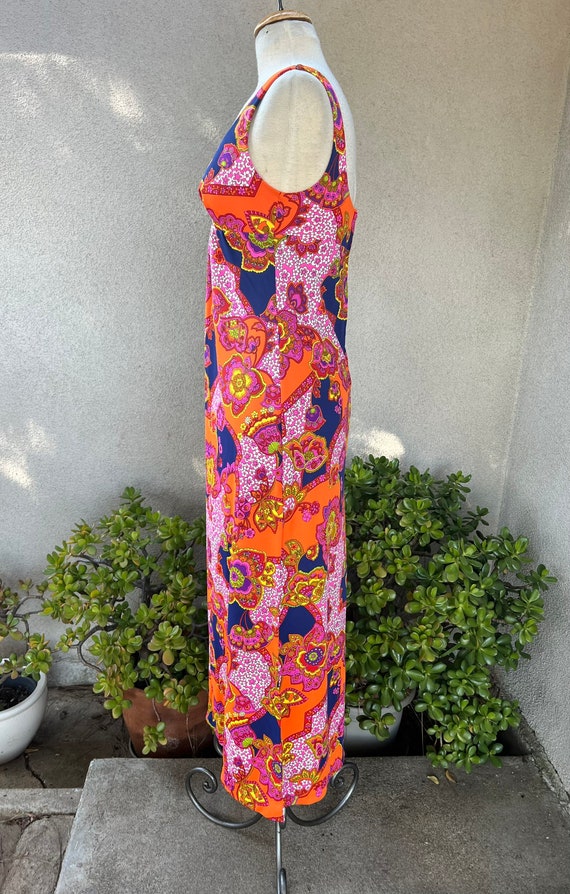 Vintage Hawaiian Groovy nylon maxi colorful sun d… - image 4