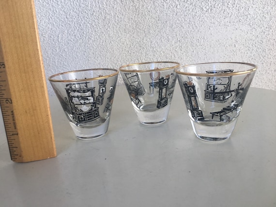 ヴィンテージ ミッドセンチュリー ショットグラス 3 個セット Libbey 