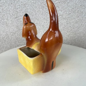 Vintage ceramic pottery wiener dog mens dresser caddy statue dachshund image 3