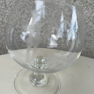 Vintage Radio Brand crystal glasses bamboo etched set4 brandy sniffer glasses holds 12 oz. image 6