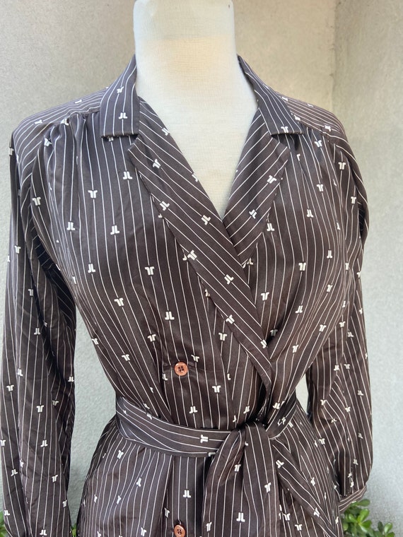 Vintage classic double breasted shirt dress brown… - image 2