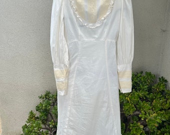 Vintage cotton prairie style handmade dress lace Sz XXS