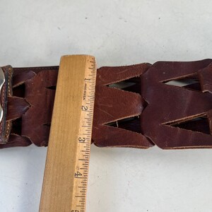 Vintage boho belt brown leather wide cutouts fits 31-35 L Streets Ahead image 10
