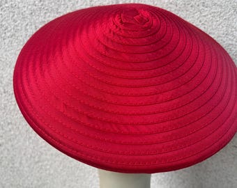 Vintage Pierra Millinery Red Bucket Hat: Rhinestone Bow Trim  display picture 1