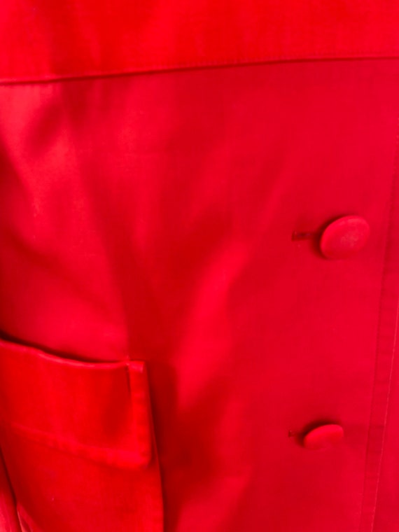 Vintage I. Magnin Red Mod Coat: Belted Pockets, S… - image 10